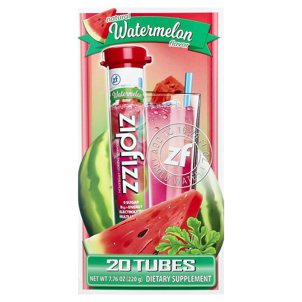 Zipfizz, смесь для энергетического напитка, со вкусом арбуза, 20 тюбиков по 11 г (0,39 унции)