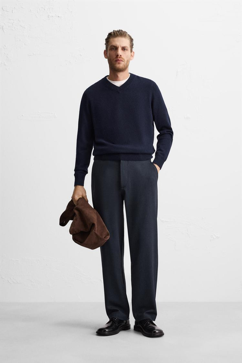 ZARA БРЮКИ RELAXED-FIT, МОРСКОЙ-СИНИЙ