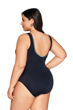 Роскошный купальник с серебристым декором (Размер: 95C) (Цвет: черный)