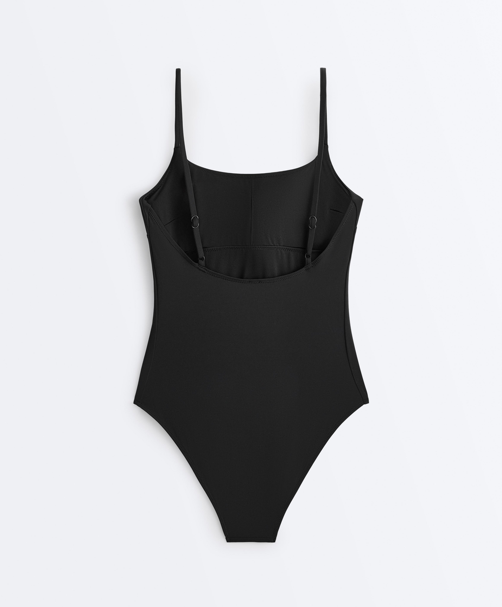 OYSHO Купальник Compressive с круглым вырезом, черный