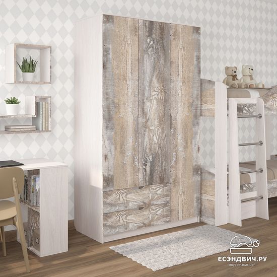 Шкаф ИТАКО-5 /1200*2000*553/ левый анкор белый / бетон пайн экзотик