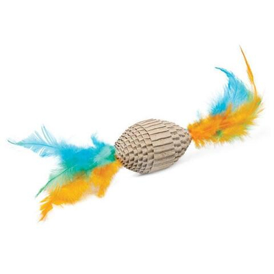 Игрушка для кошек из гофрокартона "Мяч для регби с перьями", 60/190мм, серия NATURAL, Triol