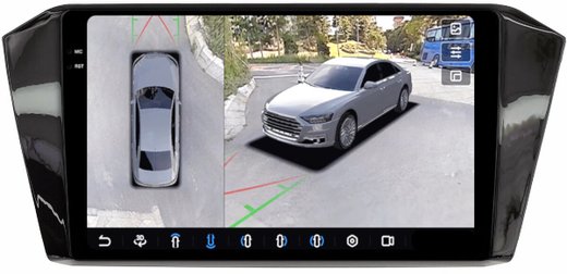 Магнитола для Volkswagen Passat B8 2015+ (без штатного усилителя) - FarCar BX518M-360 монитор 10.36" 2K QLED на Android 13, 6Гб+128Гб, CarPlay, 4G SIM-слот, 4 камеры в комплекте