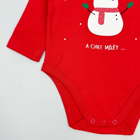 Боди хлопковое Новогоднее, красный мак