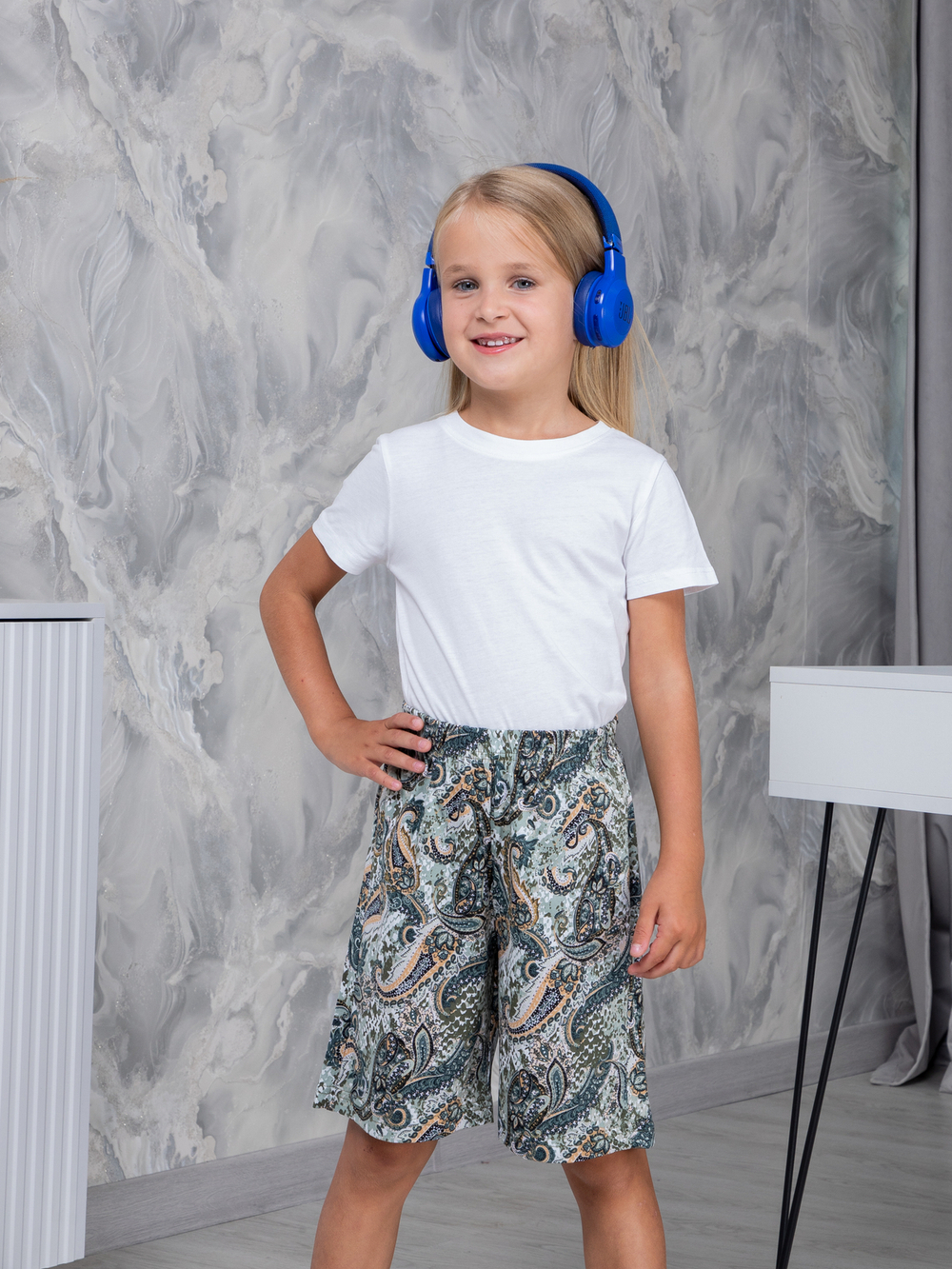 Детские шорты дШ-11/шалфей-огурцы