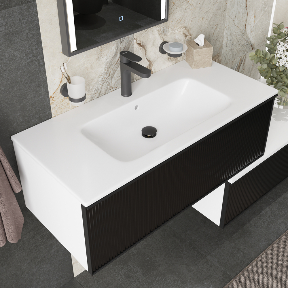 Донный клапан для раковины EWRIKA KR-05b с переливом, матовый черный