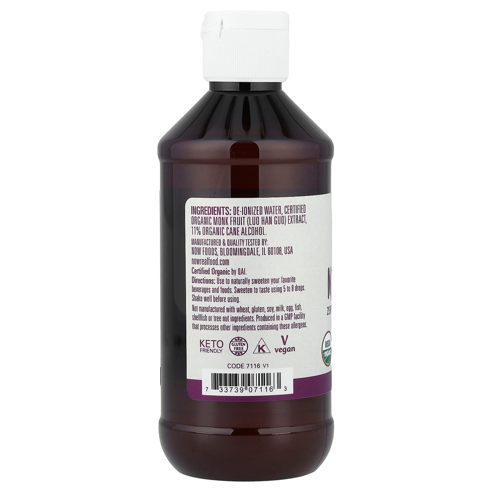 NOW Foods, Real Food, органический архат, жидкий подсластитель с нулевой калорийностью, 237 мл (8 жидк. унций)