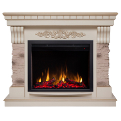 Электрокамин RealFlame Marseilles WT белый дуб с золотой патиной с очагом Saphir 25,5