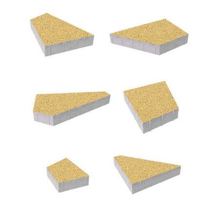 Тротуарная плитка ОРИГАМИ - Гранит Желтый, комплект из 6 видов плит