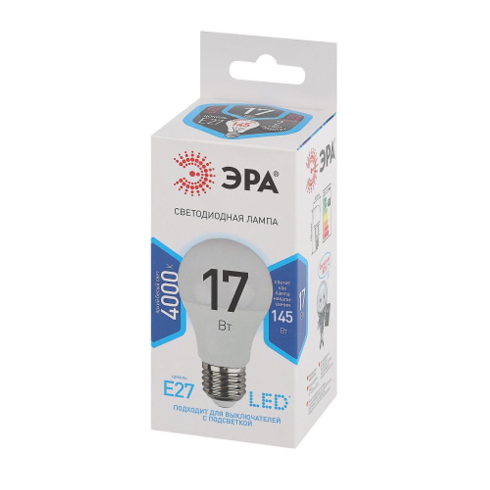 Лампочка светодиодная ЭРА STD LED A60-17W-840-E27 E27 / Е27 17Вт груша нейтральный белый свет | Лампы cветодиодные Груша (A)