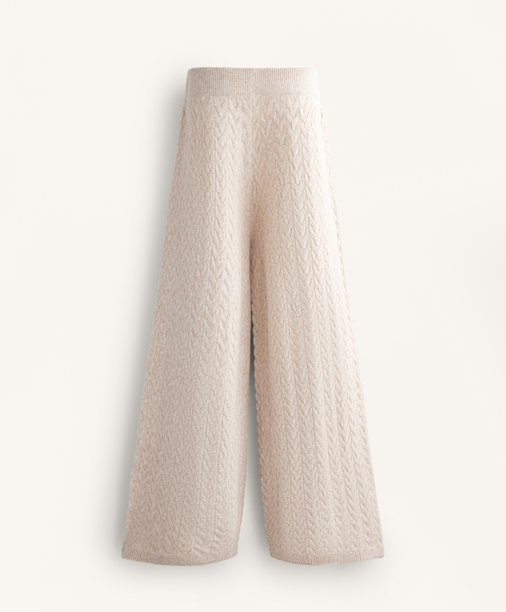 OYSHO Брюки прямого кроя крупной вязки, норка