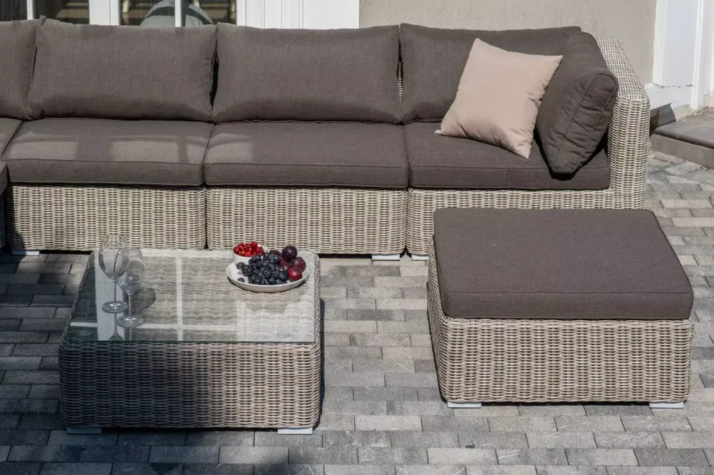 "Лунго" трансформирующаяся лаунж-зона из искусственного ротанга, цвет бежевый