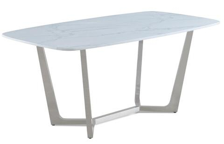Стол обеденный Ist Casa Ланс Силвер, 180х90х75 см, белый мрамор