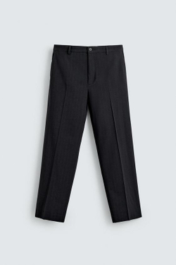 ZARA КОСТЮМНЫЕ БРЮКИ В ТОНКУЮ ПОЛОСКУ, МОРСКОЙ ТЕМНО-СИНИЙ