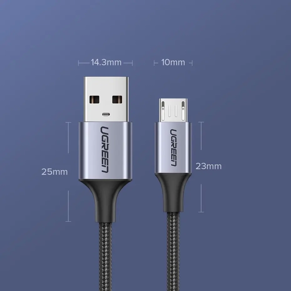 Кабель USB 2.0 - micro USB, 480Mbps, 2A, QC3.0, 18W, 1m UGREEN 60146