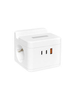 Удлинитель "Куб" 2х1.3м USB + 2Type C с быстрой зарядкой подставкой под телефон и ночником 1кв.мм EKF UBA-CUB-2-FC