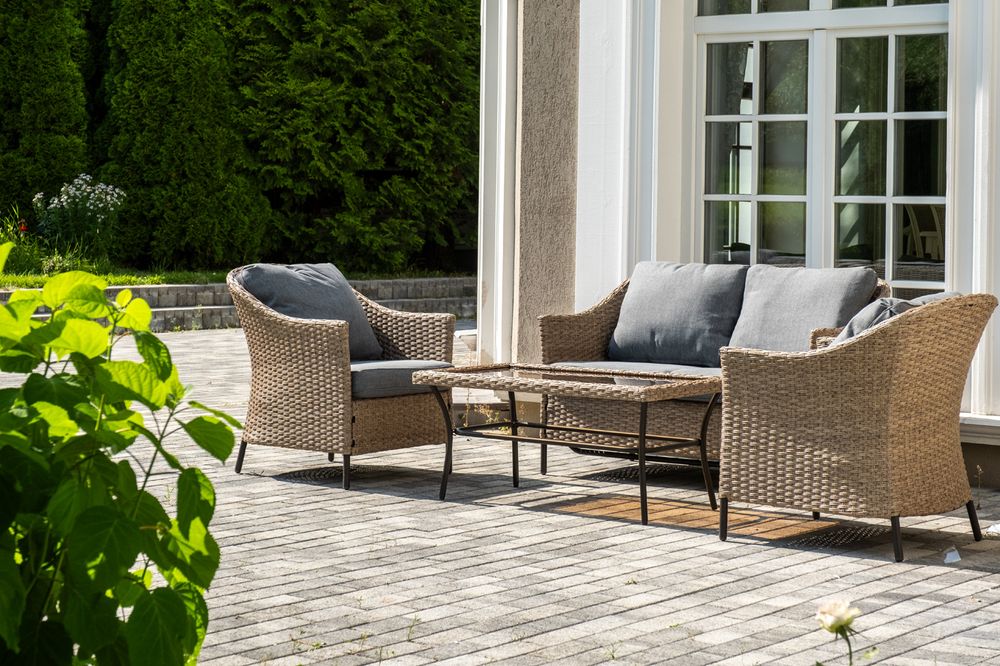 "Овьедо" лаунж-зона из искусственного ротанга на 4 персоны, цвет соломенный