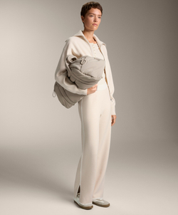 OYSHO Трикотажные брюки прямого кроя с контрастной окантовкой, цвет слоновой кости