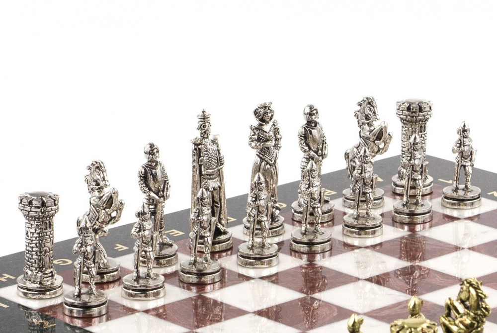 Шахматы подарочные "Средневековые рыцари" 36х36 см камень мрамор лемезит G 120721
