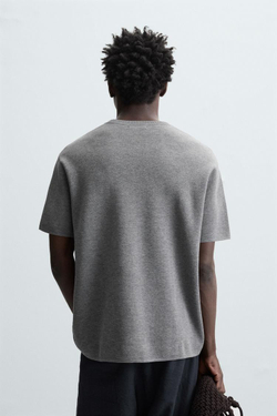 ZARA ФУТБОЛКА RELAXED FIT, СЕРЫЙ МЕЛАНЖ