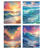 Блокнот А6 40л. клетка "Берег моря" греб. мел. карт., спл. Уф-лак (Schoolformat)