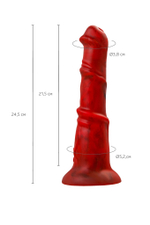 Силиконовый вибратор Monster Rex - 24,5 см. (Цвет: красный с черным)