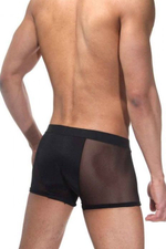 Черные мужские трусы-боксеры с прозрачными вставками по бокам (Размер: S-M) (Цвет: черный)