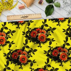 Ткань оксфорд 210 цветы герберы