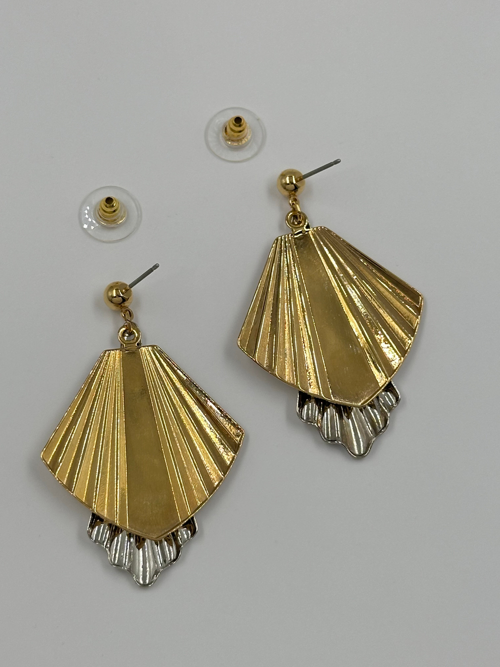 Серьги биколор с подвесками