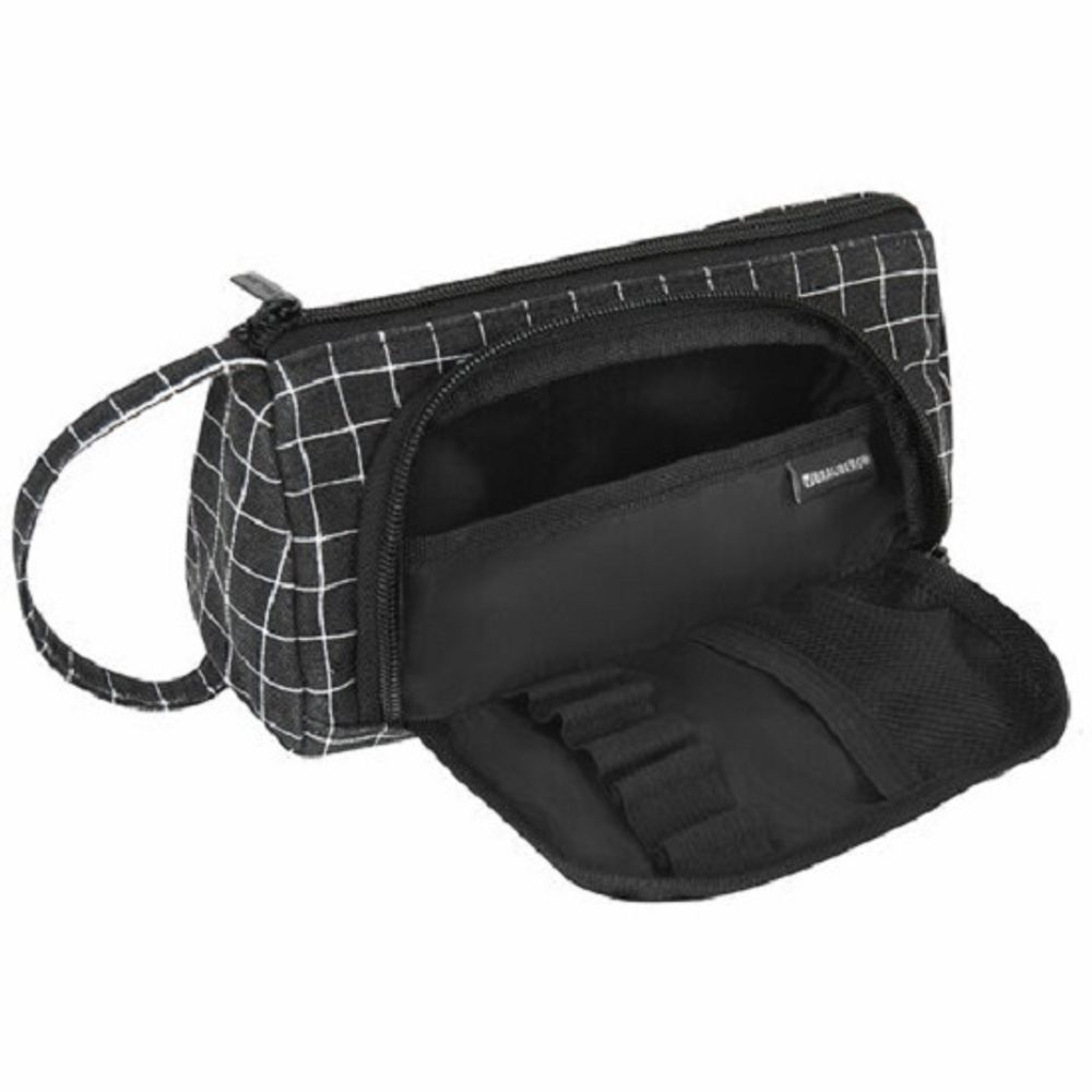 Пенал мягкий трапеция 220*100*80 Brauberg Checkered black, с ручкой, полиэстер