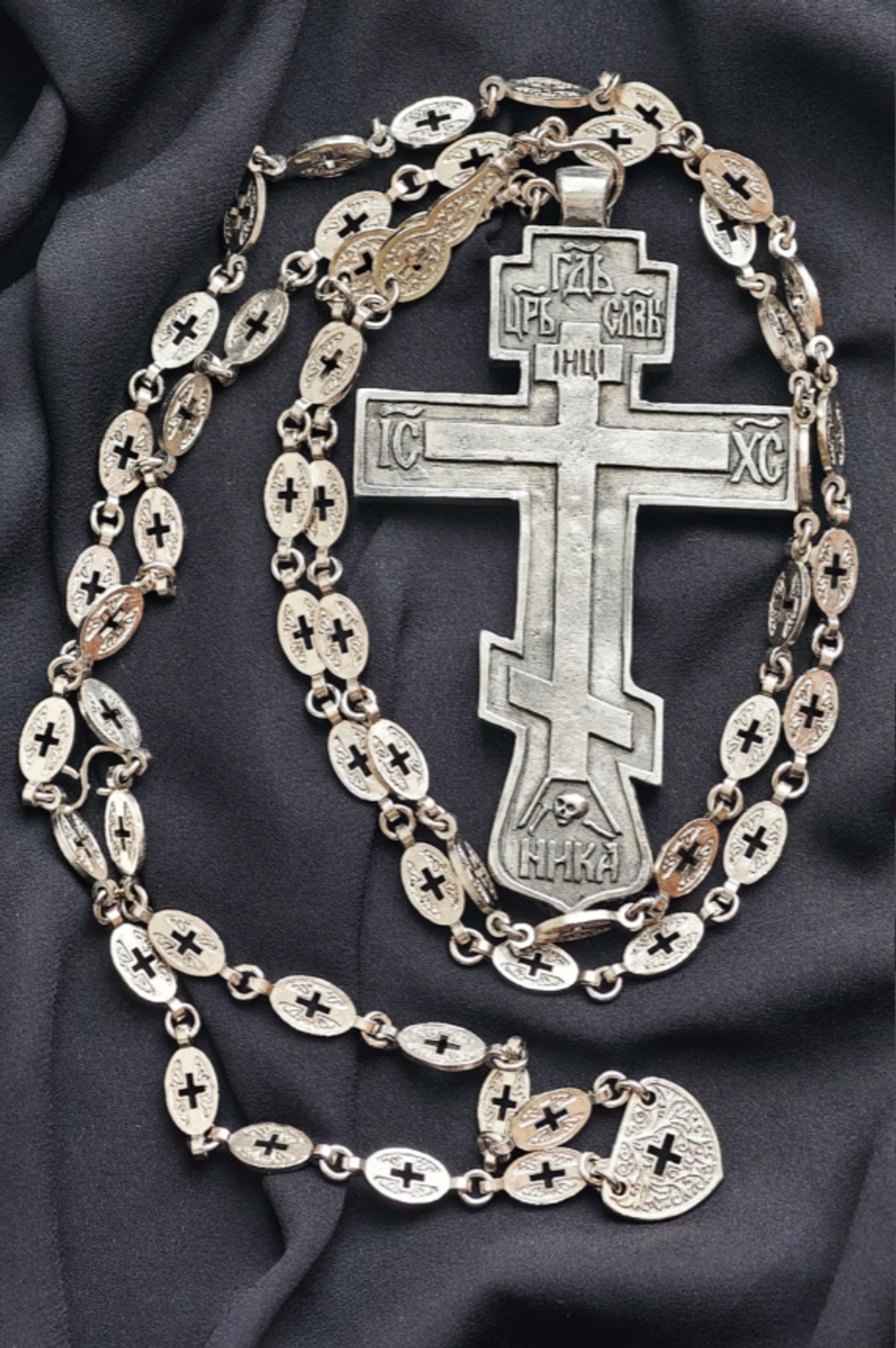 Крест иерейский “Николаевский” без распятия (серебрение)