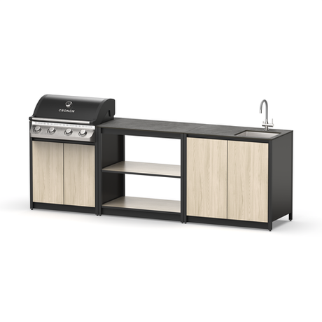 Барбекю комплекс Lounge F-105SG, 2.6 м, дуб сонома/черный мрамор