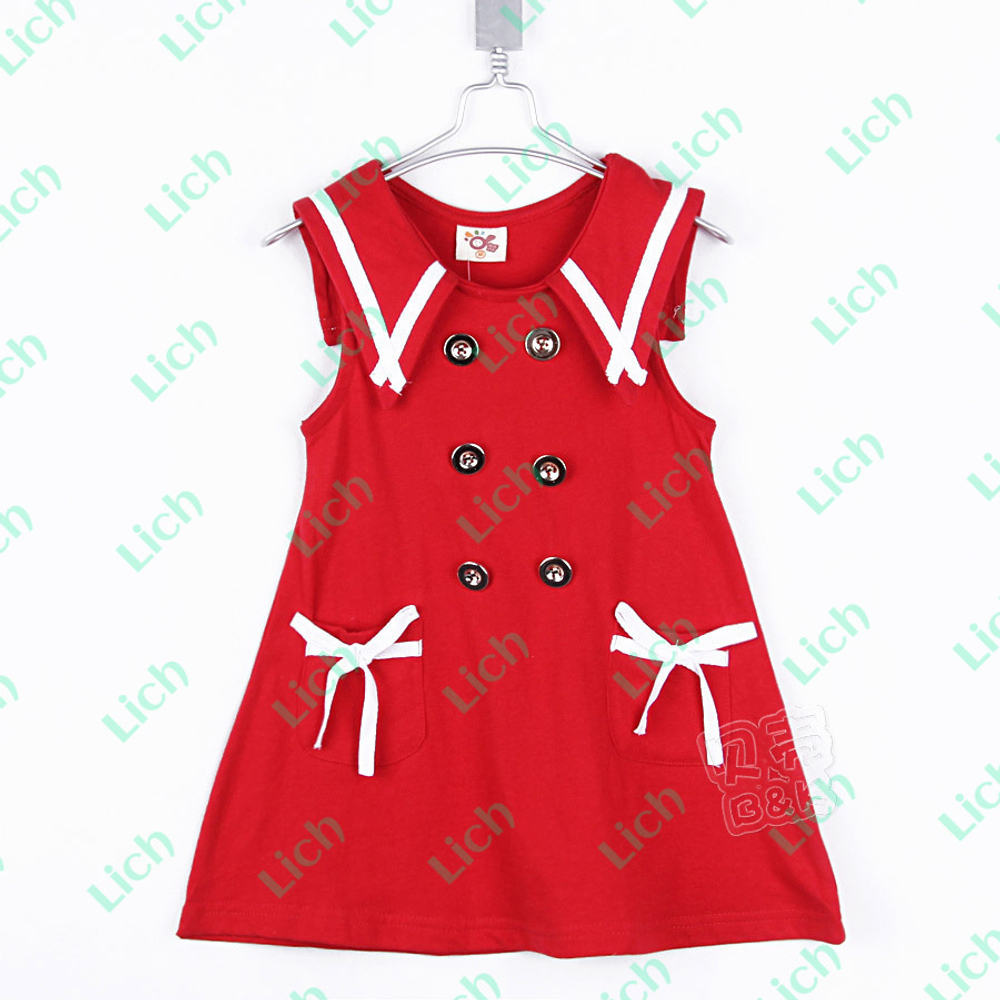 Платье детское с воротником-матроской и бантиками