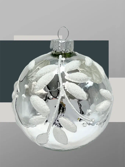 Набор винтажных стеклянных шаров Старинный вальс 80 мм., серебро, 9 шт., Christmas DeLuxe (14089)