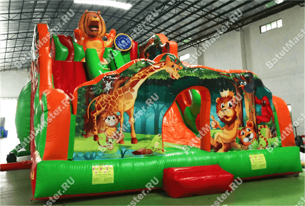 Батут-горка "Лев" 13*7.5*10 м