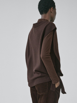 Massimo Dutti Жилет с V-образным вырезом, шоколадный