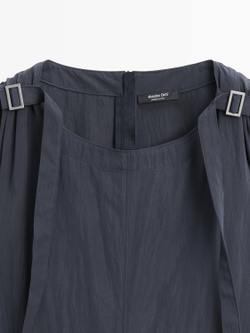 Massimo Dutti Струящееся платье миди, серый