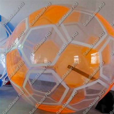 Аттракцион Водный шар ПВХ «Футбольный мяч Оранжевый» 2*2*2 м