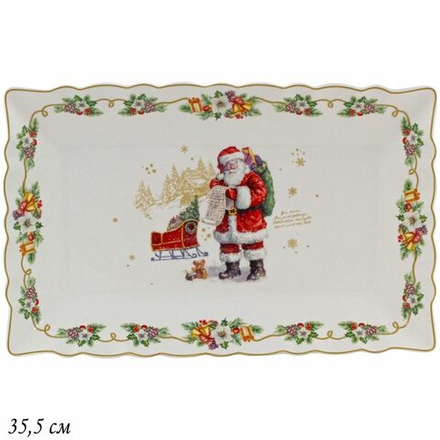 Lenardi 205-302 Прямоугольное блюдо 35,5см НОВЫЙ ГОД в под.уп.(х8)Фарфор