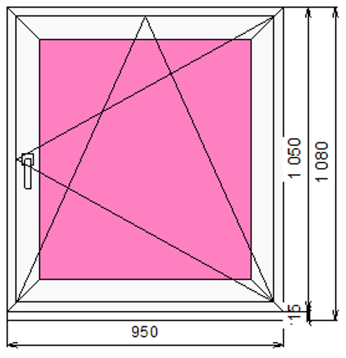 Пластиковое окно 1050 х 950 ТермА Эко