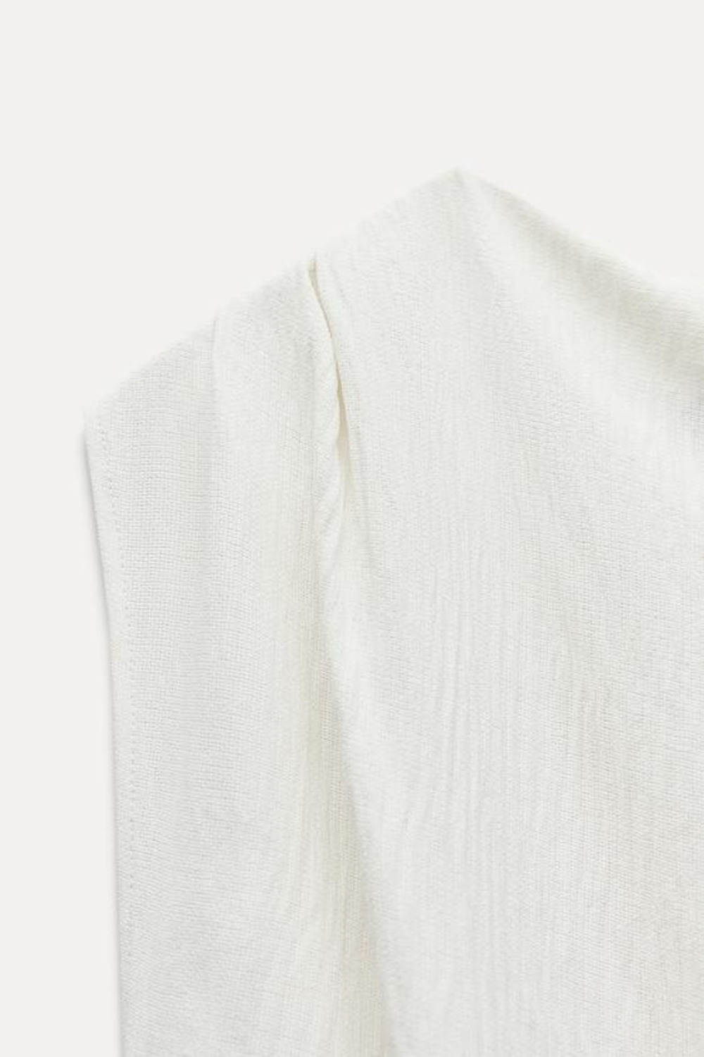 ZARA ТОП АСИММЕТРИЧНОГО КРОЯ В СТИЛЕ РУСТИК, ЖЕЛТОВАТО-БЕЛЫЙ