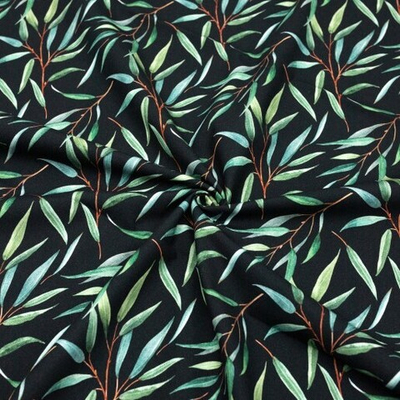 Отрез премиум хлопка "Ива на черном"