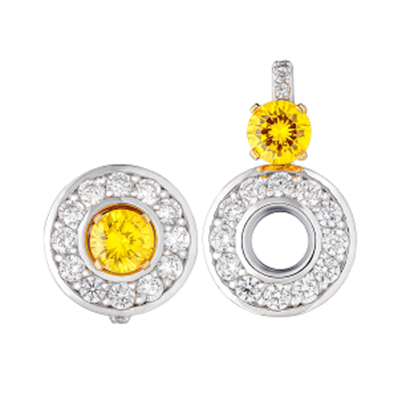 Серьги из серебра со вставками из жёлтого и бесцветных фианитов