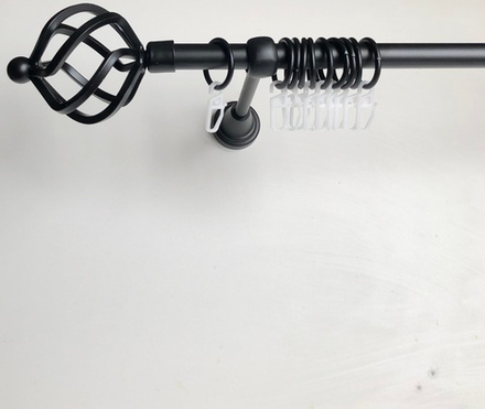 Карниз кованый для штор "Ареззо" d16 мм однорядный, цвет черный матовый