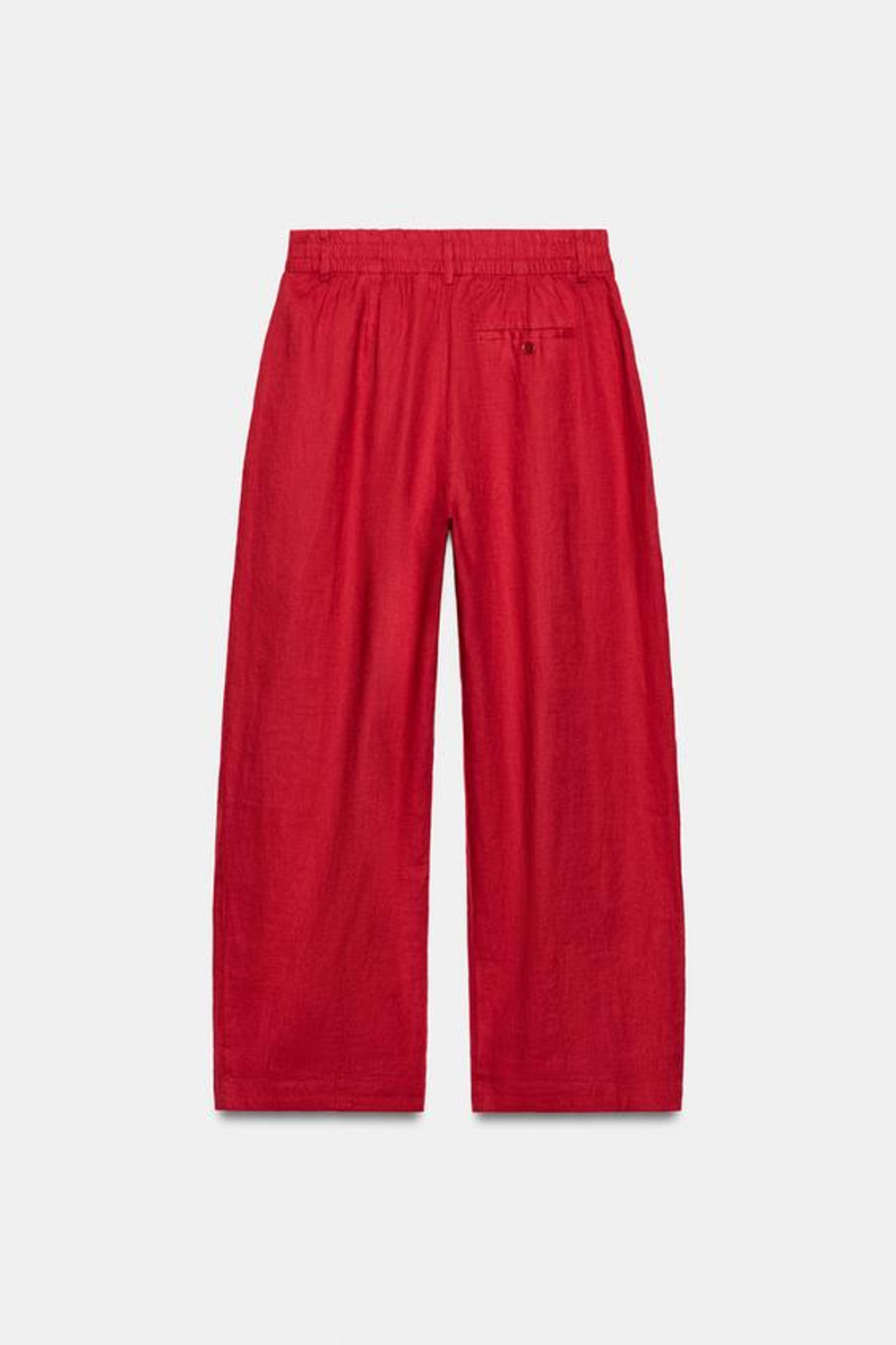 ZARA БРЮКИ ИЗ ЛЬНА СО СКЛАДКАМИ — ZW COLLECTION, КРАСНЫЙ