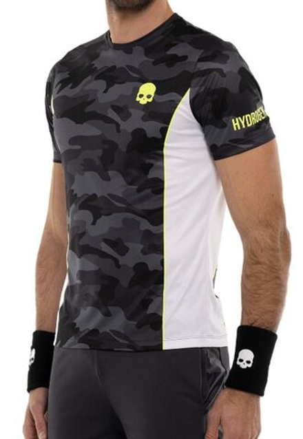 Мужская теннисная футболка Hydrogen Camo Tech T-Shirt - anthracite camuflage/yellow fluo