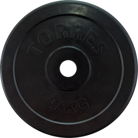 Диск обрезиненный TORRES PL50705, вес 5кг., диаметр 25мм.