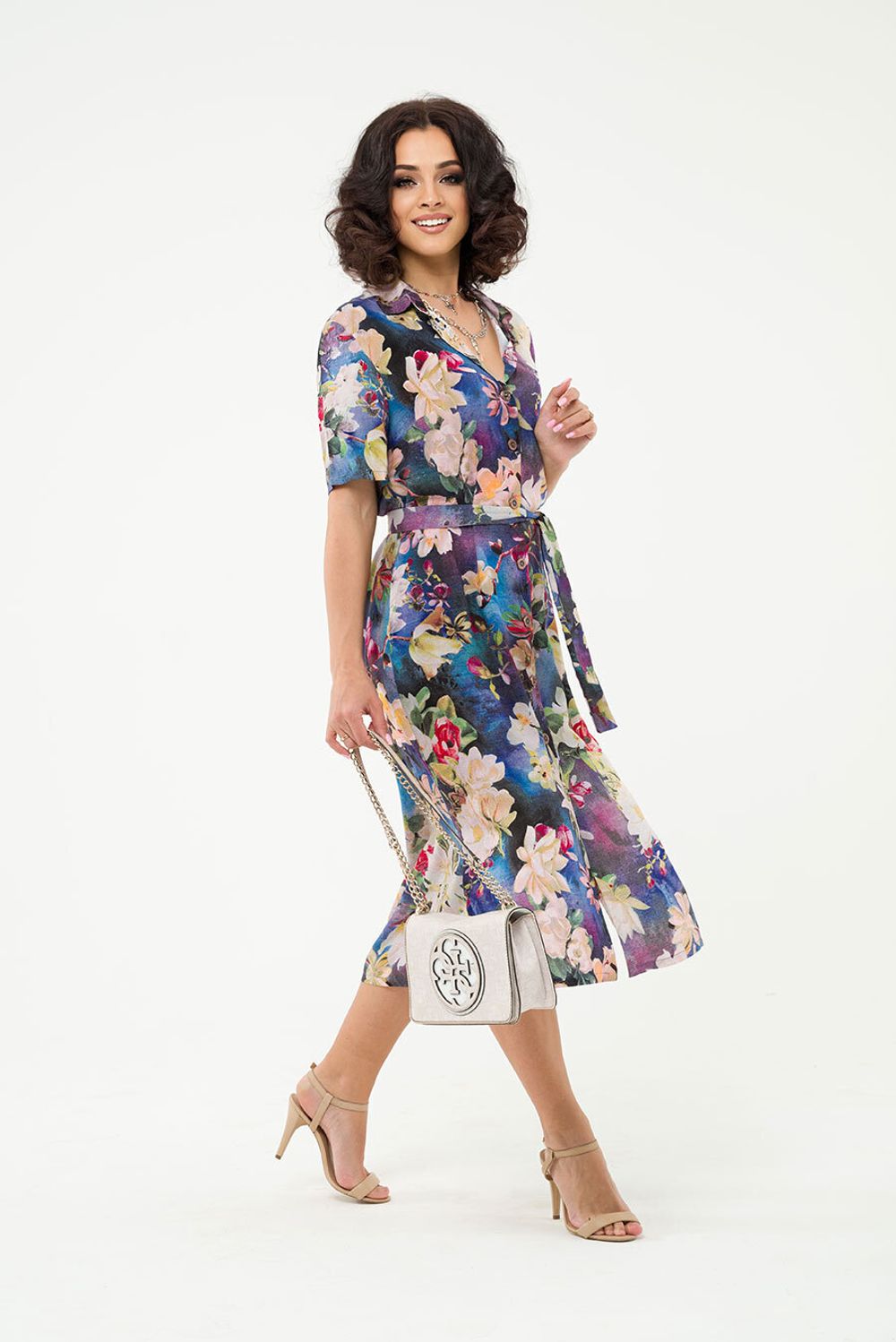 Платье-рубашка Джорджия (46-56) Serenada цветы (Акция)