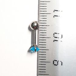 Микроштанга ( 6 мм) для пирсинга уха с голубым кристаллом Сердце 4 мм. Медицинская сталь. 1шт.