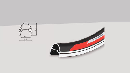 Обод 26" EVOLUTION алюминиевый, двойной, 32H, пистонированный, фрезерованный, 559х19,6/25.4х24.2мм, А/V, анодированный, черный